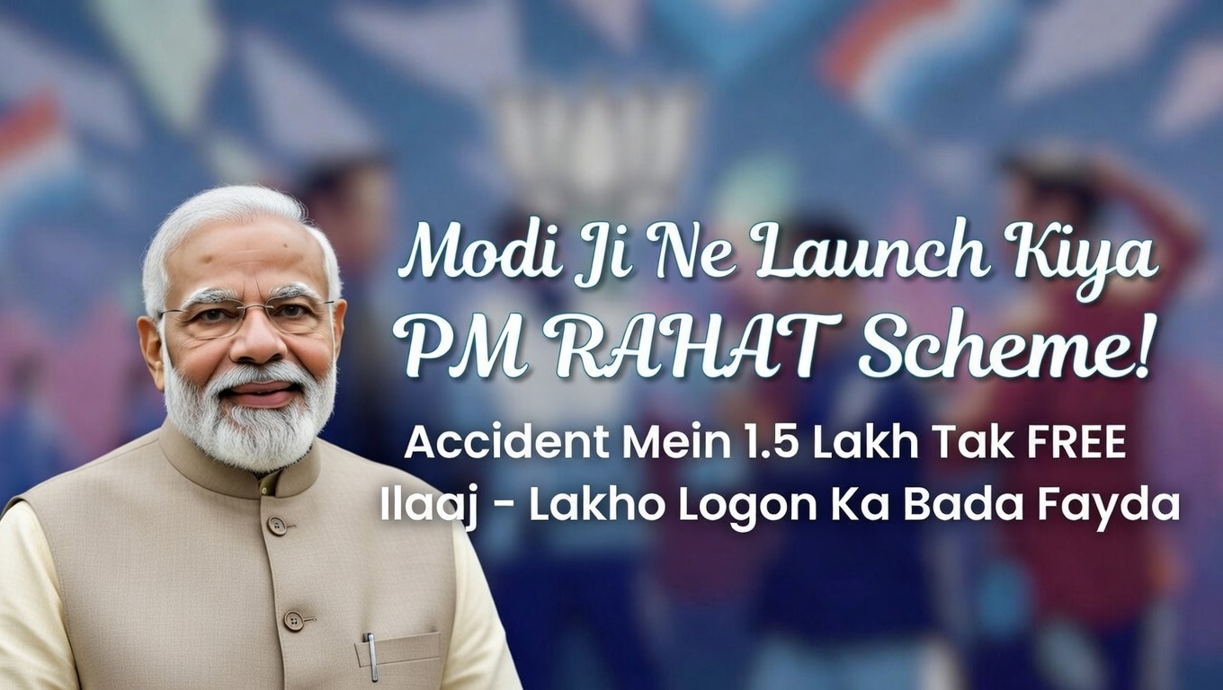 मोदी सरकार की पीएम राहत योजना से सड़क दुर्घटना पीड़ितों को 1.5 लाख रुपये तक कैशलेस इलाज मिलेगा। 7 दिनों तक फ्री ट्रीटमेंट, गोल्डन ऑवर में मदद। योग्यता, प्रक्रिया और फायदे जानें।