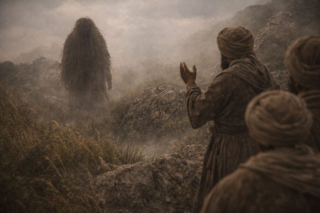 अनजाने टापू पर हज़रत तमीम दारी رضي الله عنه और उनके साथियों की जस्सासा से मुलाक़ात, पूरे जिस्म पर घने बालों वाली रहस्यमयी मख़लूक, दज्जाल से जुड़ी सहीह हदीस का अहम दृश्य